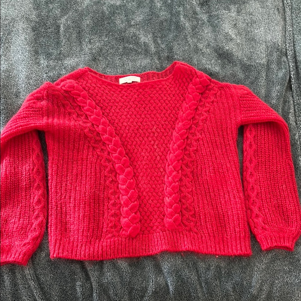 Sezane Red Cable Knit Women's Sweater